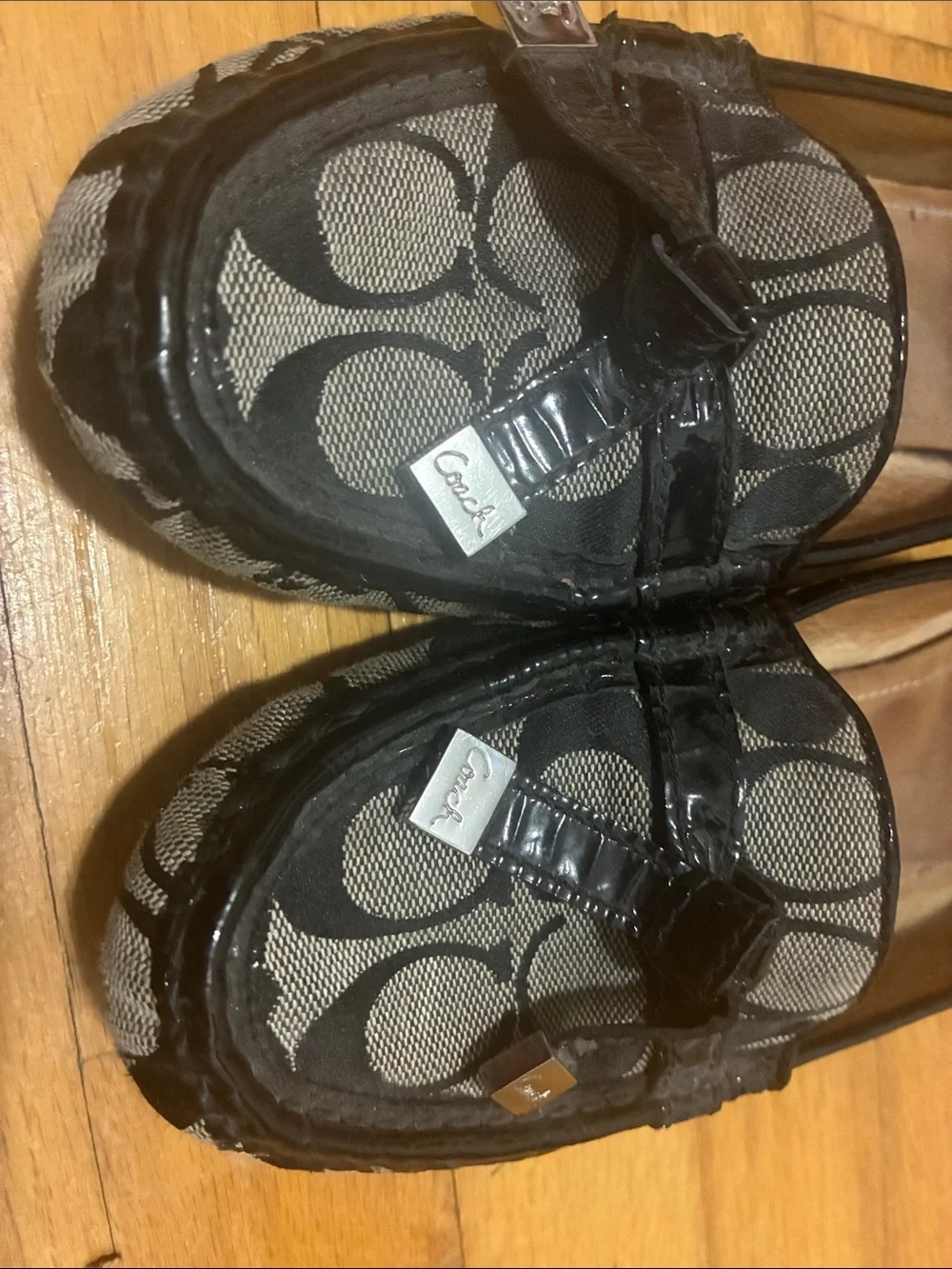 Coach Black and Gray Signature Canvas Loafers Authentic sz 7.5